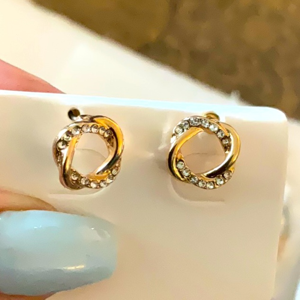 Goldtone Crystal Post Earrings NWOT